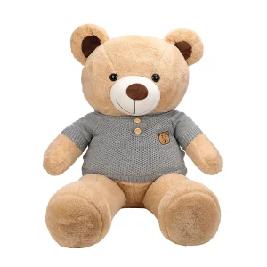 A chubby, round teddy bear plush toy